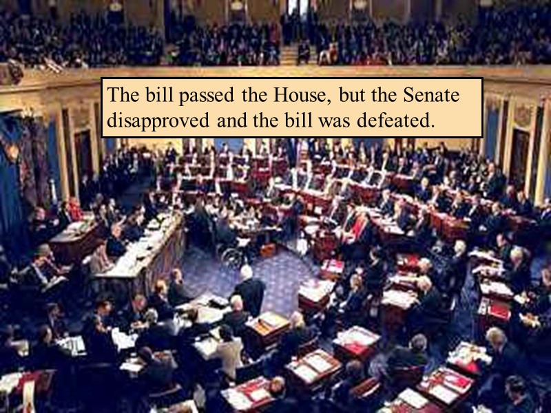 The bill passed the House, but the Senate disapproved and the bill was defeated.
